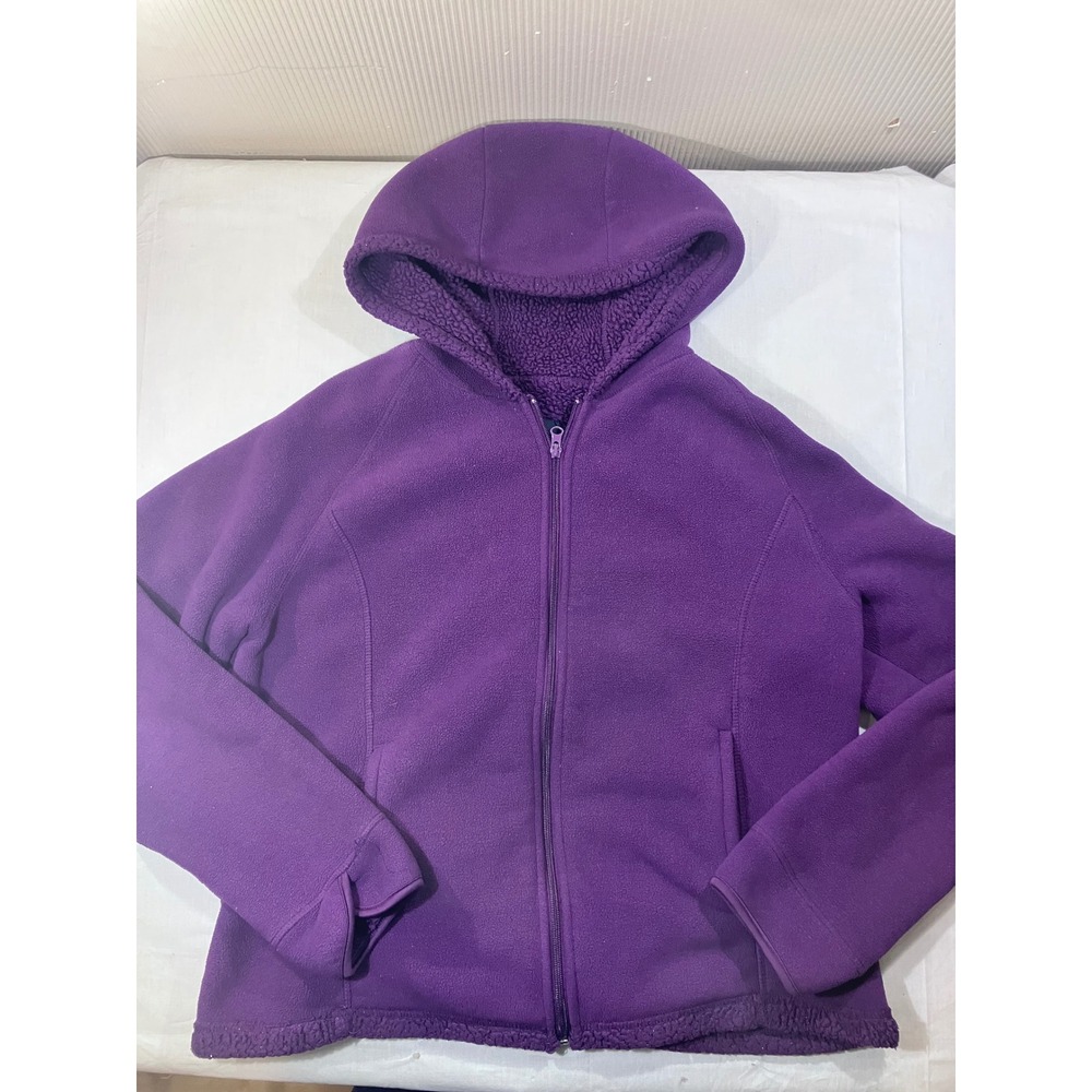 Faded Glory Fleece Zip Up Hoodie Jacket Purple Sherpa Lined Women's Size 1X